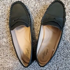 Black loafer flats
